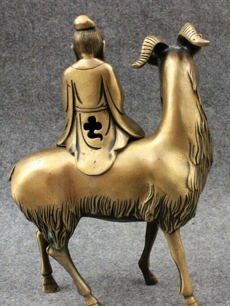 Bronze Goat & Old Man, Lucky Wealth & Happiness Statue